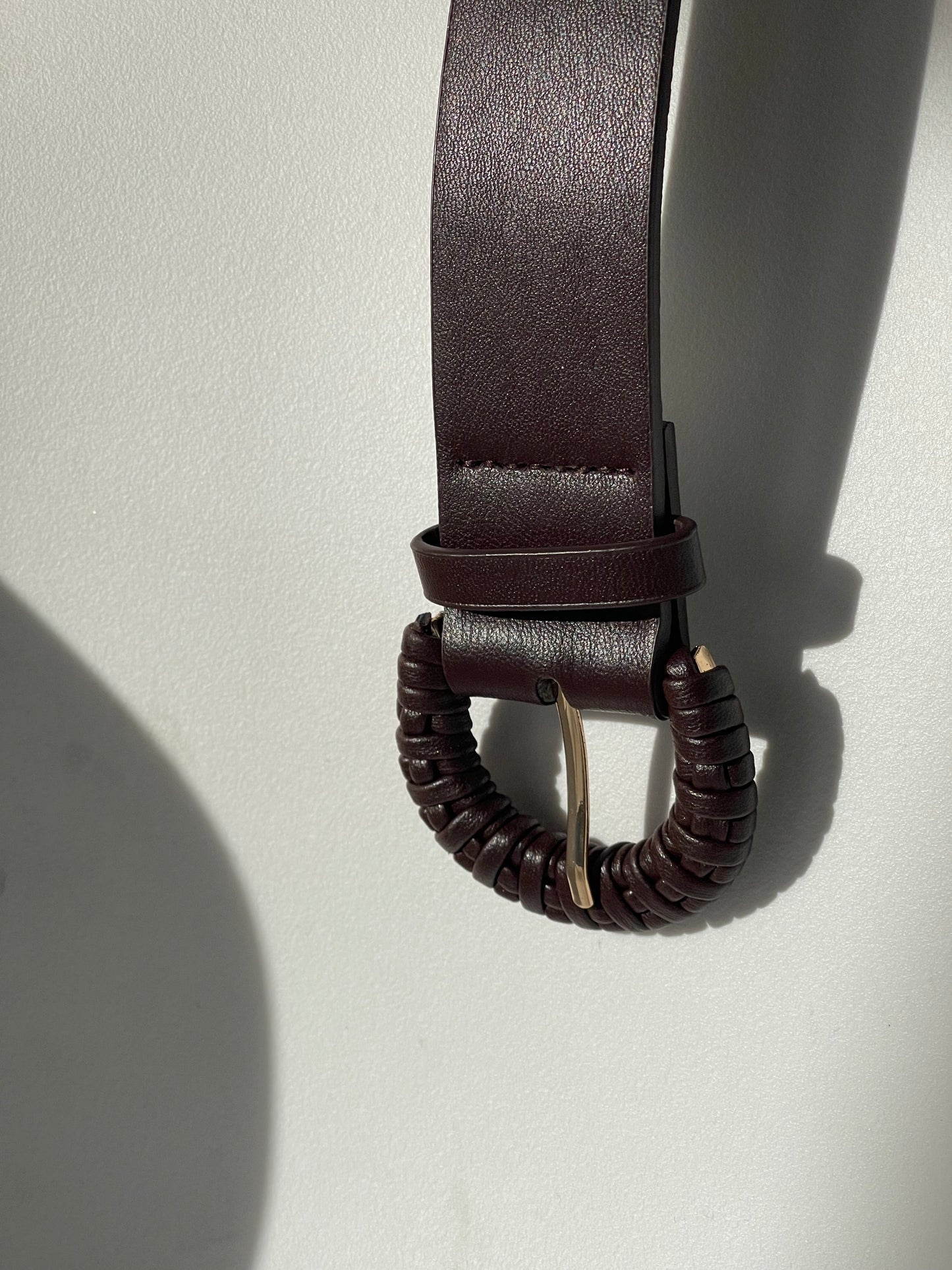 Brandy Woven Braided Buckle Belt In Brown