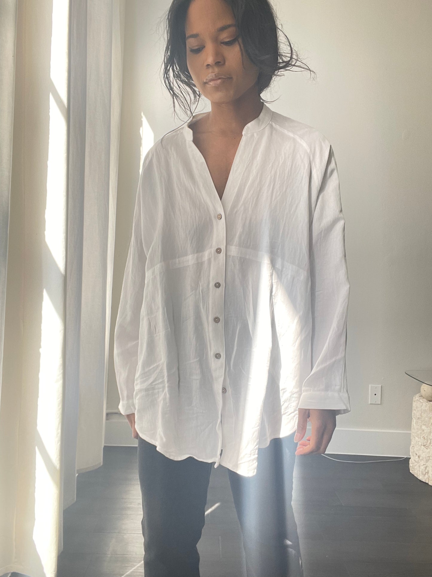 Perry Oversized Button Down In White