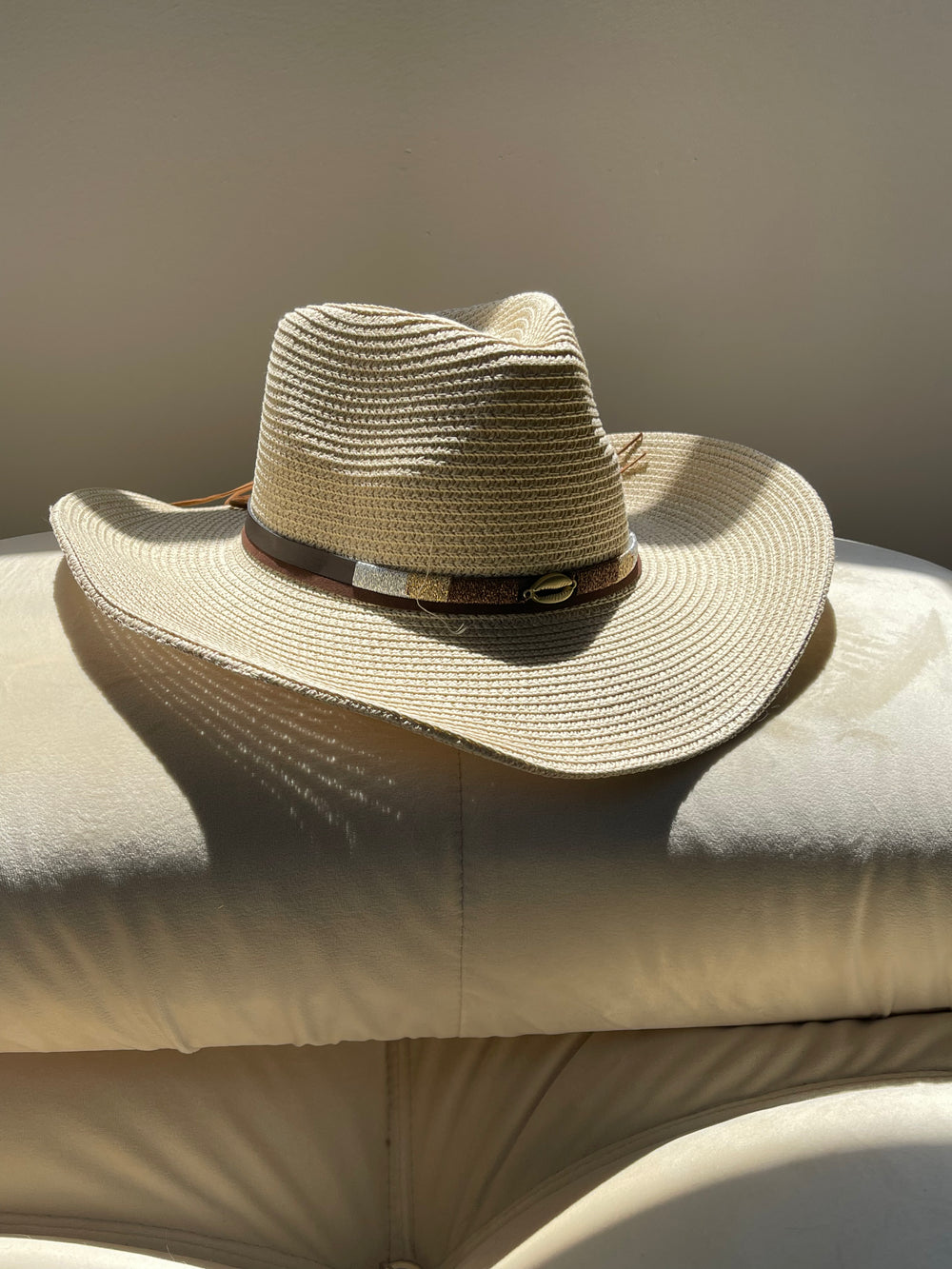 Puka Shell Cowboy Hat In Taupe