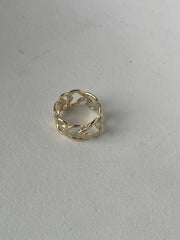 Organic Hollow Heart Band Ring In Gold