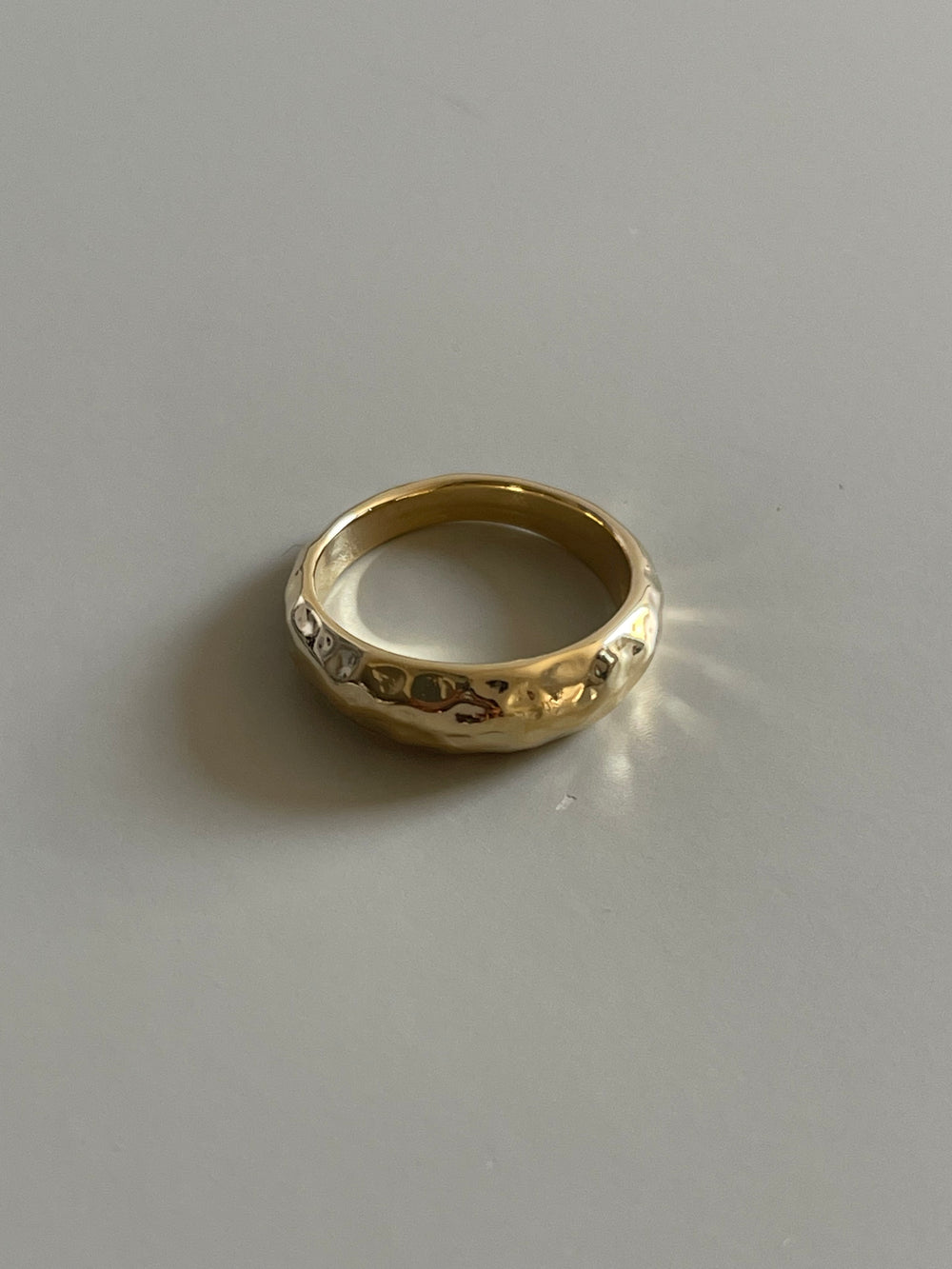 Classic Ripped & Hammered Dome Ring In Gold
