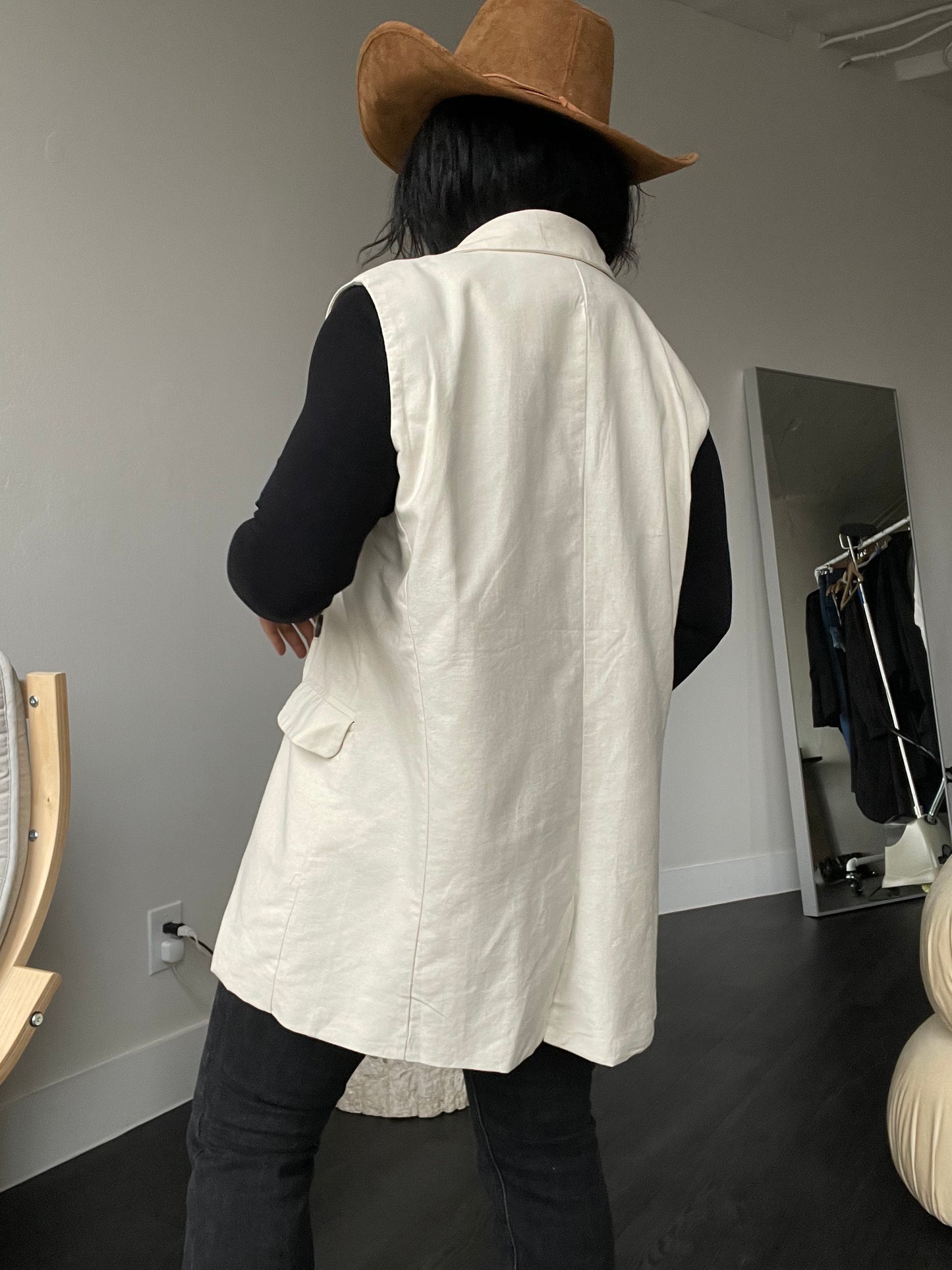 Haley Cotton Oversized Blazer Vest In Natural