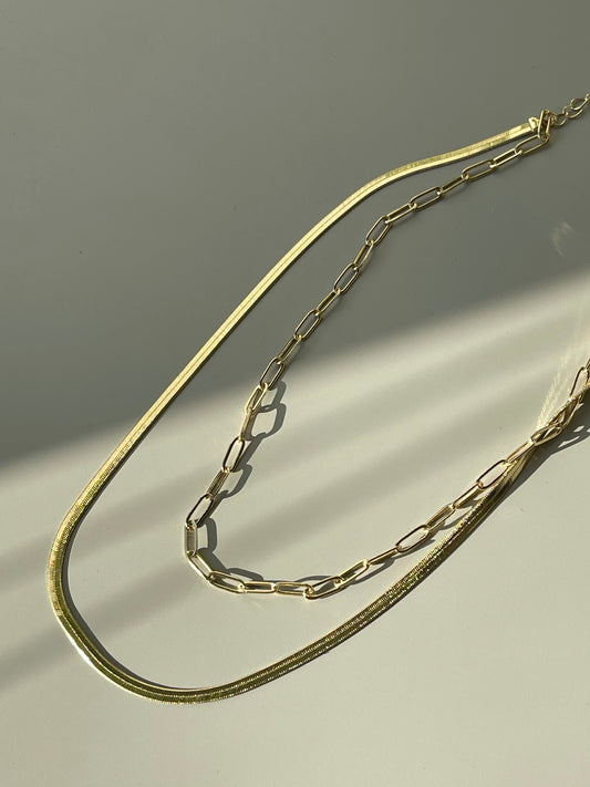 Link Layered Snake Necklace In Gold