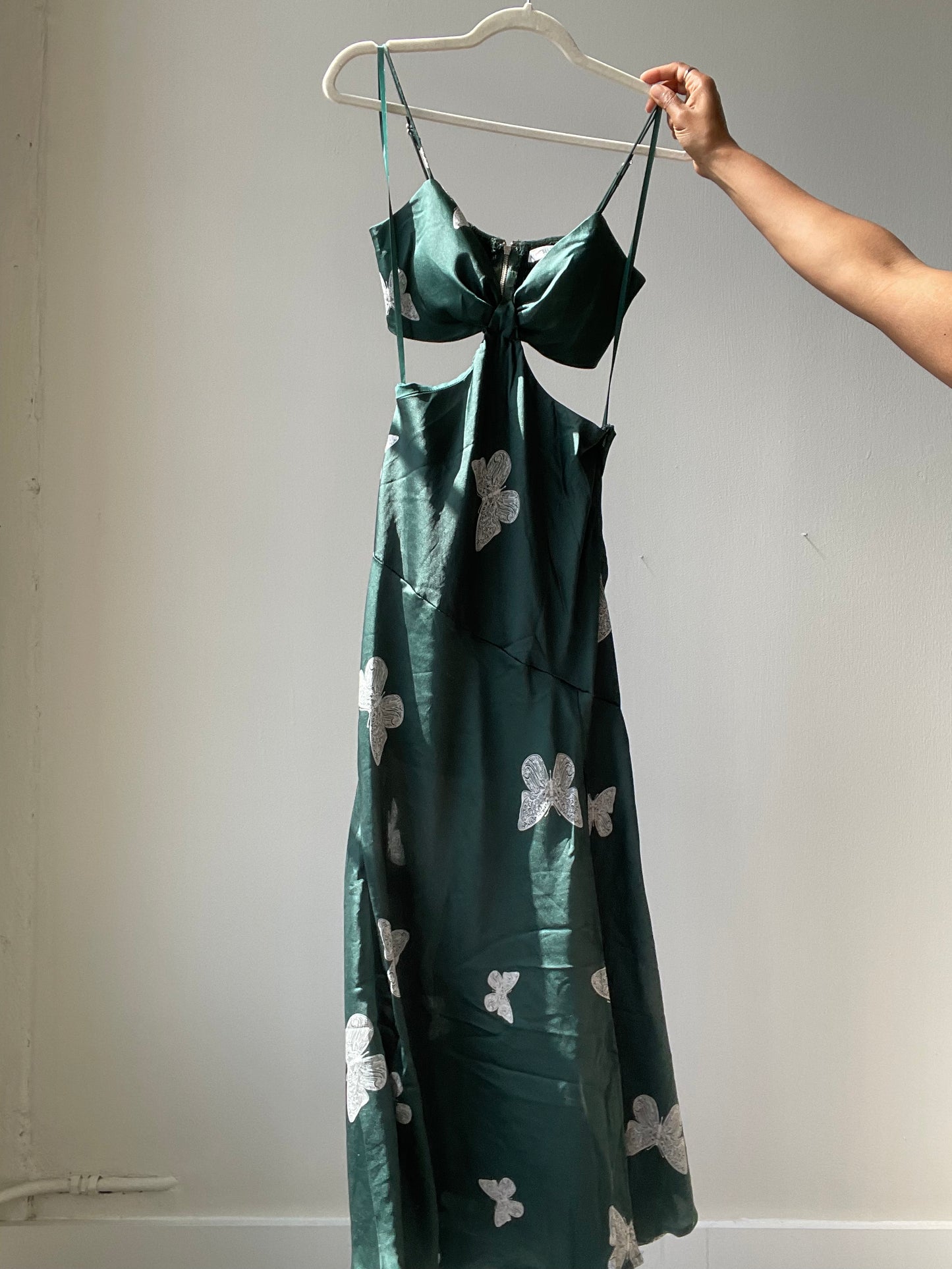 Bella Cut-Out Butterfly Maxi Dress In Forest Green
