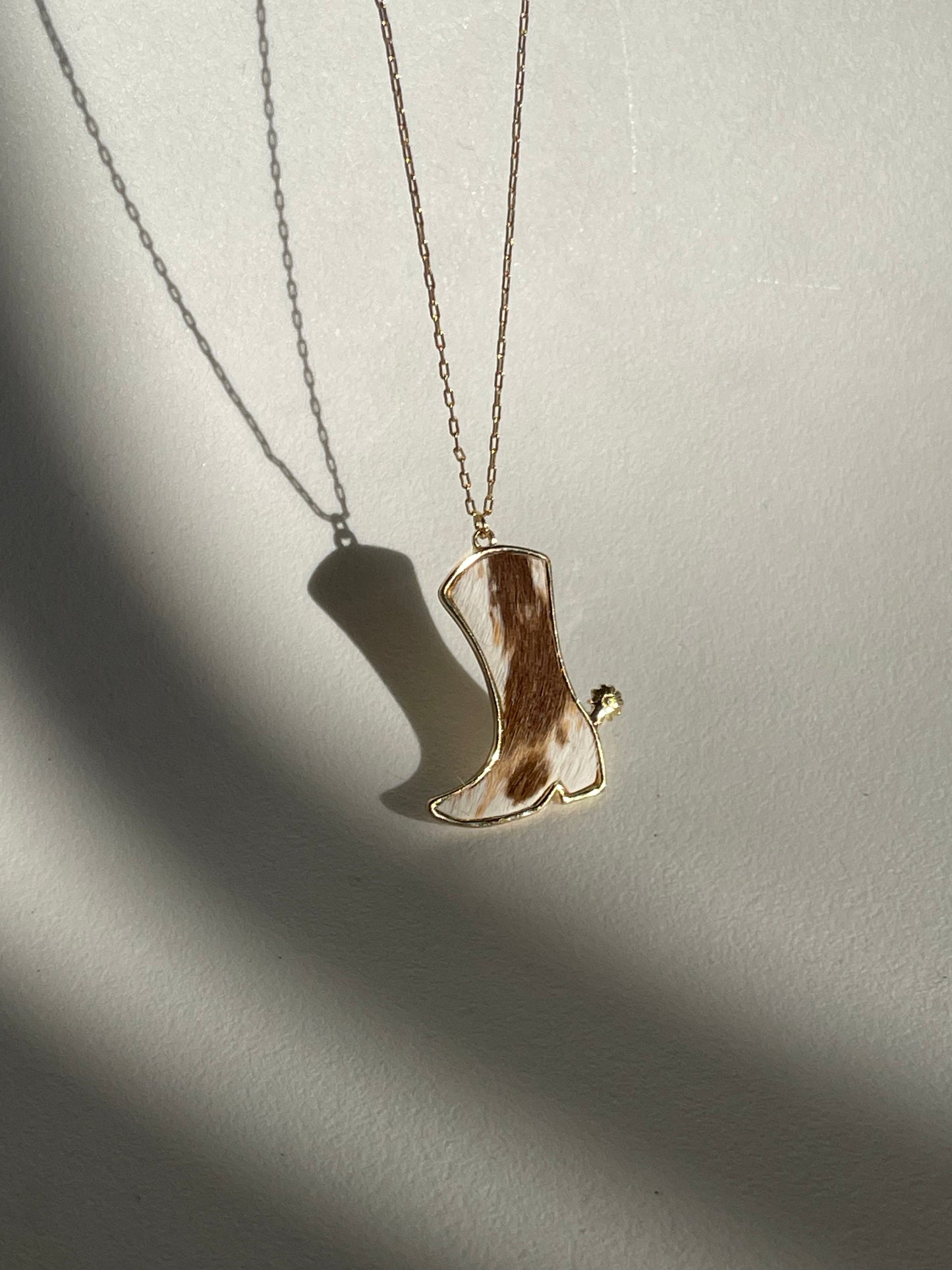 K.A. Cowhide Cowboy Boot Necklace In Taupe