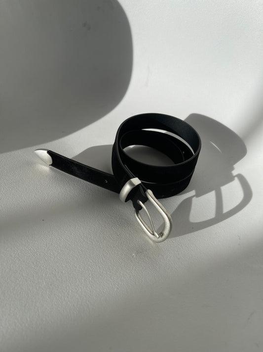 Carly Classic Cowboy Velvet Belt In Black Silver