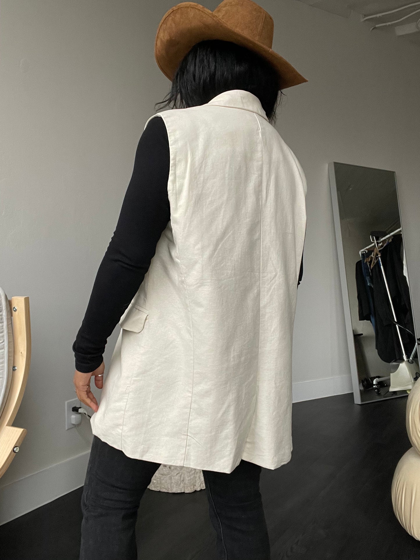 Haley Cotton Oversized Blazer Vest In Natural