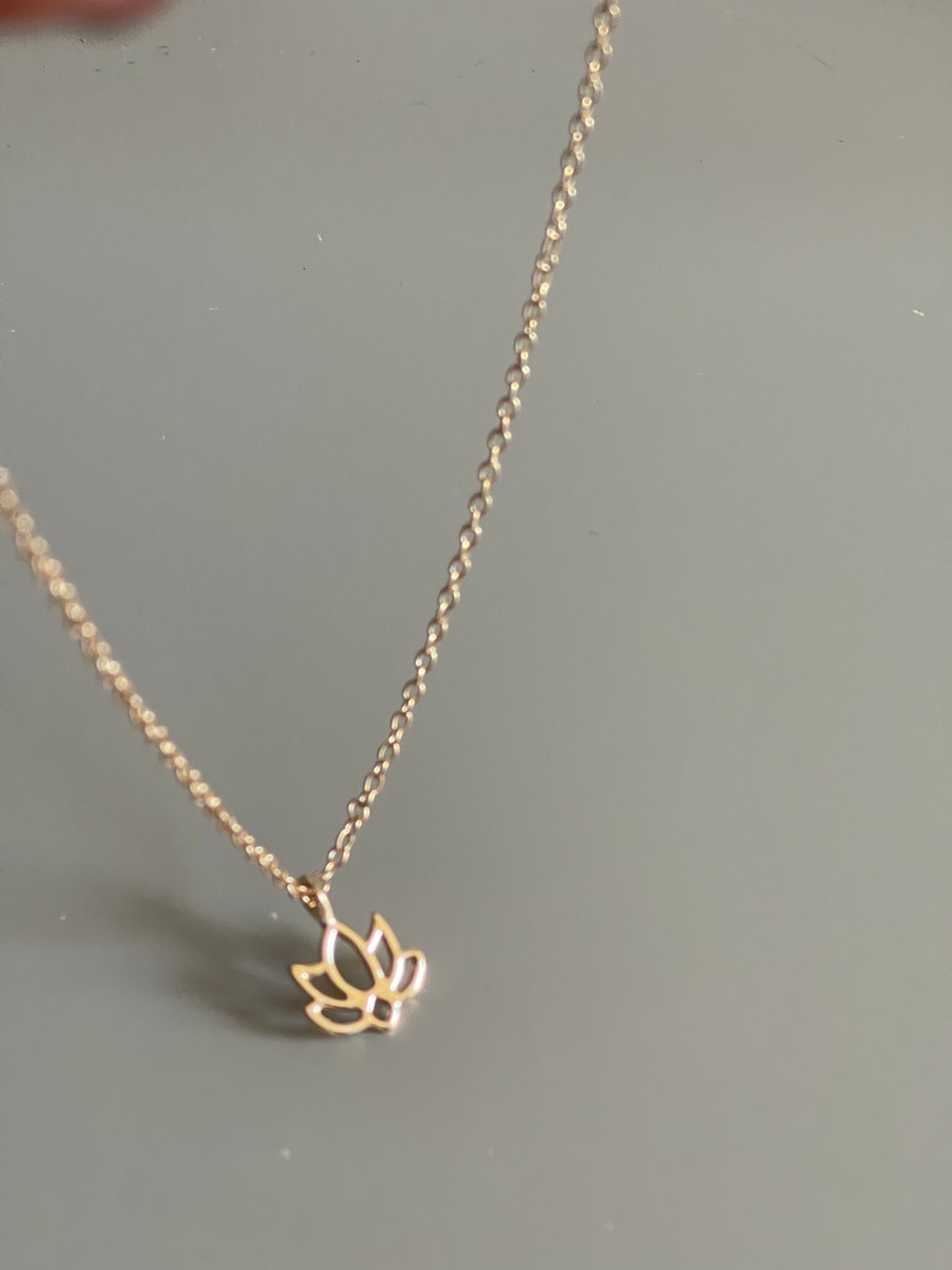 Lotus Flower Charm Necklace In Gold