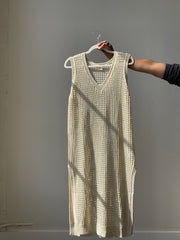 Zach Crochet Gold Metallic Midi Dress In Natural