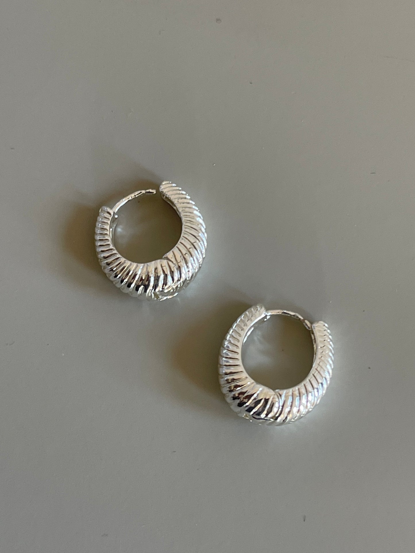 Crescent Shell Hug Hoop Earring In Silver