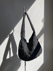 Claudia Quilted Puffer Hobo Lounge Bag In Black