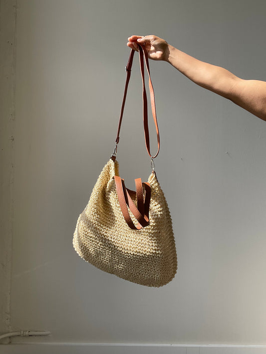 Morgan Crochet Straw Summer Bag In Natural