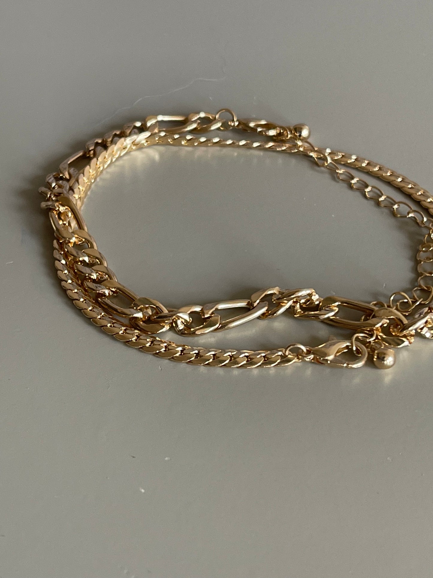 Classic Link Chain & Flat Crum Snake Bracelet In Gold