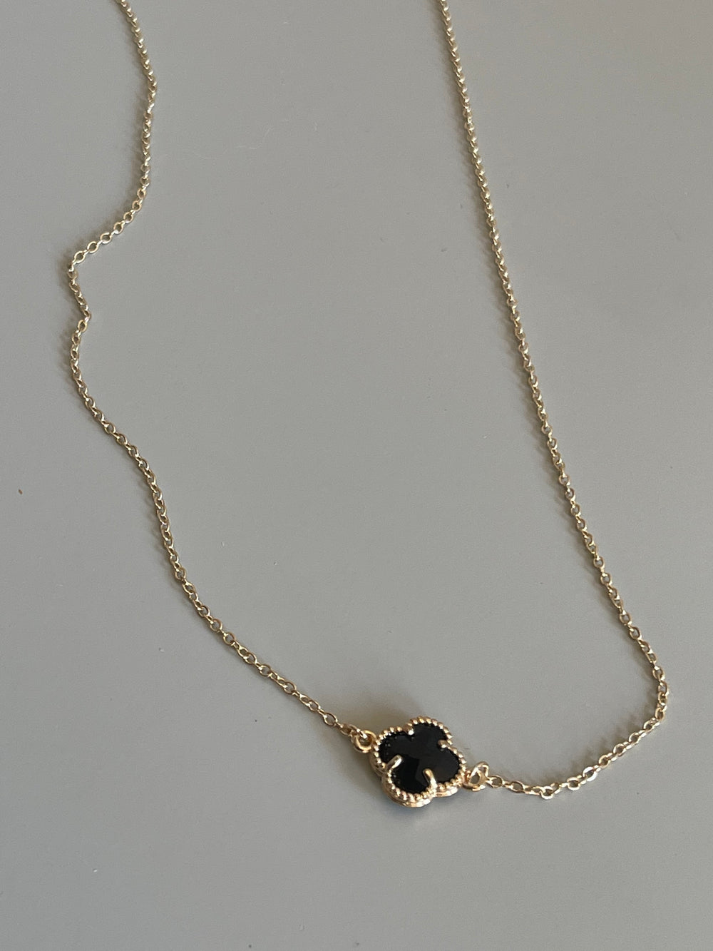 Clover Mini Charm Necklace In Ebony