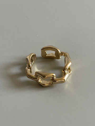 Square Chain Open Ended Ring In Gold