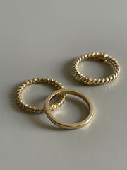 Tri Knot Twist & Band Ring Set In Gold
