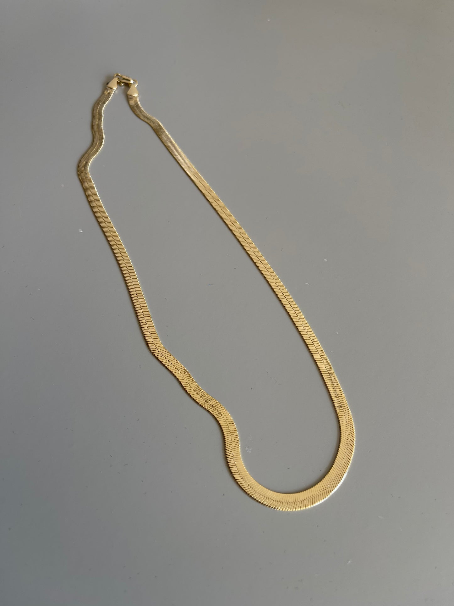 Single Flat 14k Plated Gold Snake Chain