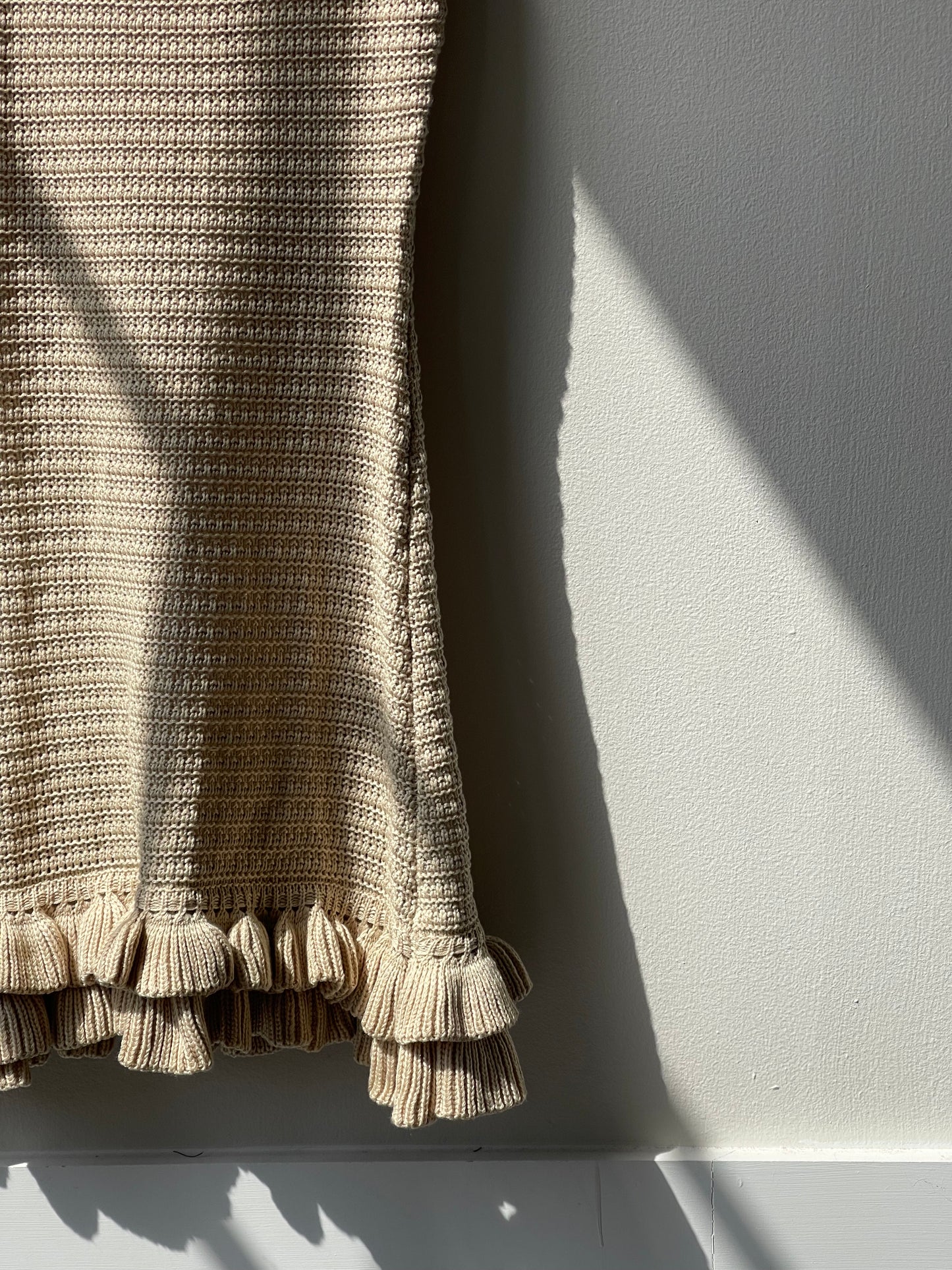 Susan Crochet Knit Ruffle Dress In Natural