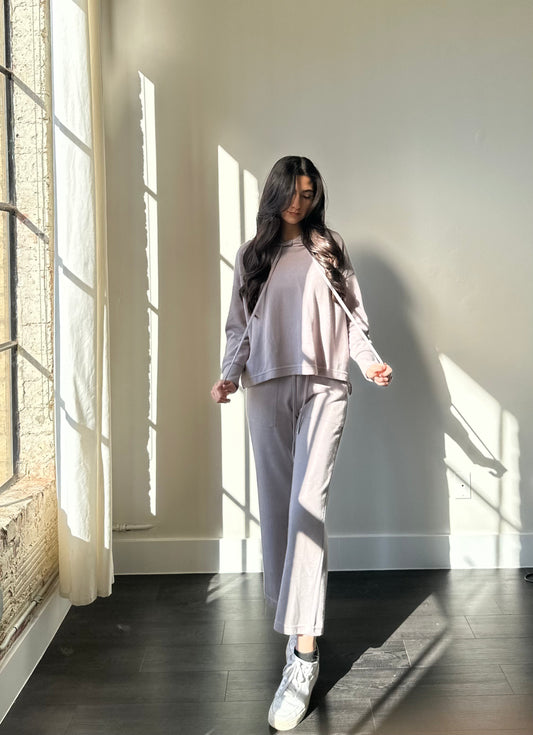 Lily Hoodie & Wide Leg Pant Set In Ash