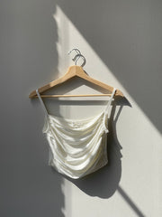 Cindy Rouged Front Cropped Cami In Ivory