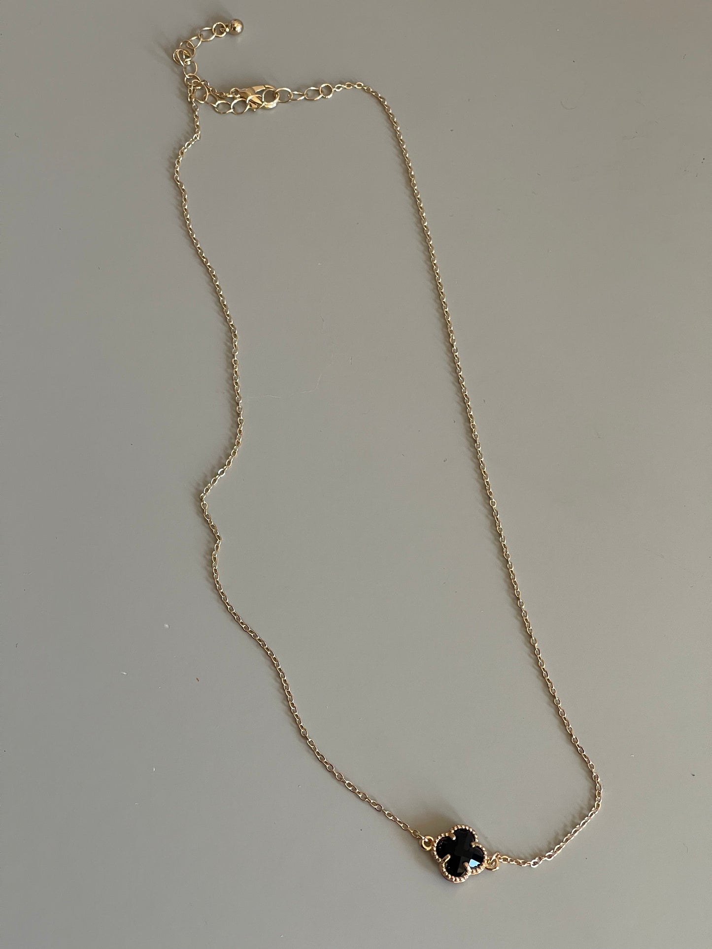Clover Mini Charm Necklace In Ebony