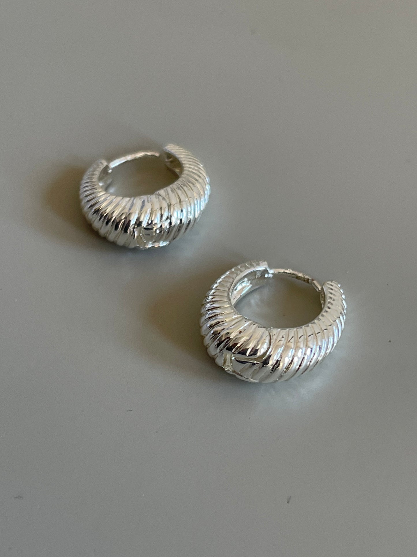 Crescent Shell Hug Hoop Earring In Silver