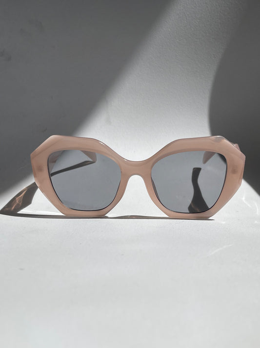 Sora Retro Hexagon Sunglasses In Blush