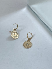 Evil Eye Disk Charm Drop Earring In Gold