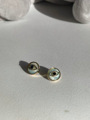 Dazed & Evil Eye Charm Stud Earring In Blue