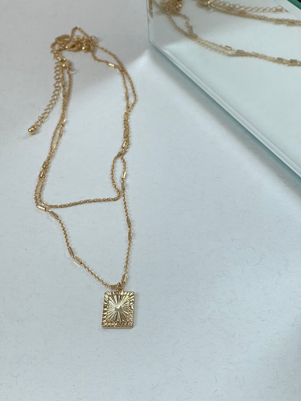Sunburst Layered Drop Necklace In Gold