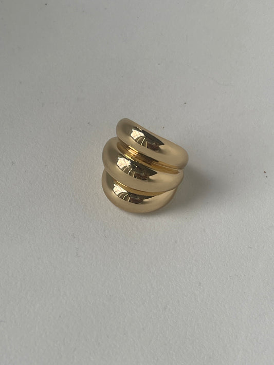 Tri Dome Statement Ring In Gold