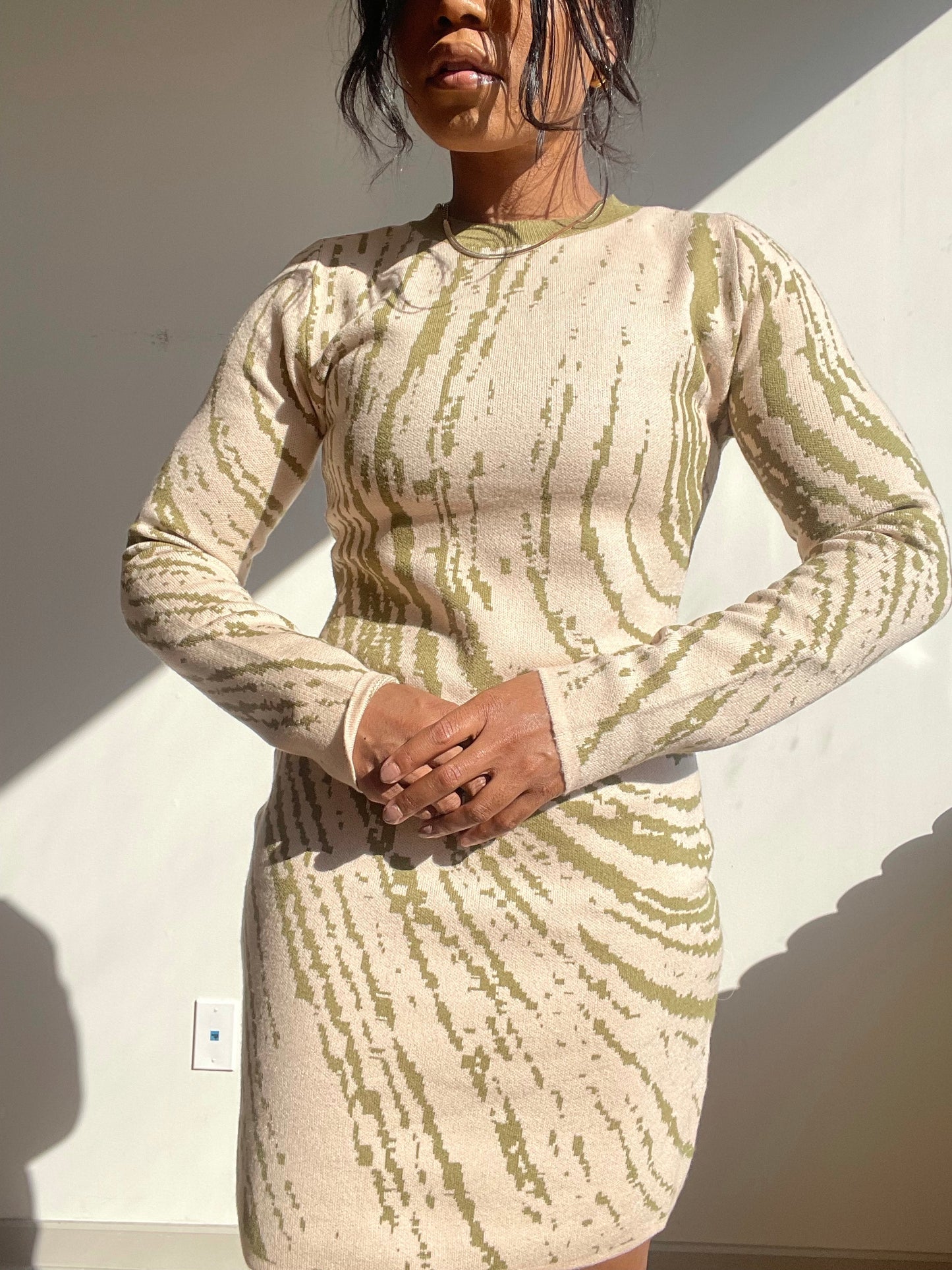 Elsa Long Sleeve Sweater Dress In Sage