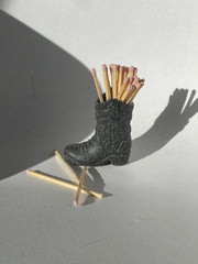 Cowboy Boot Matchstick Holder In Ash Black