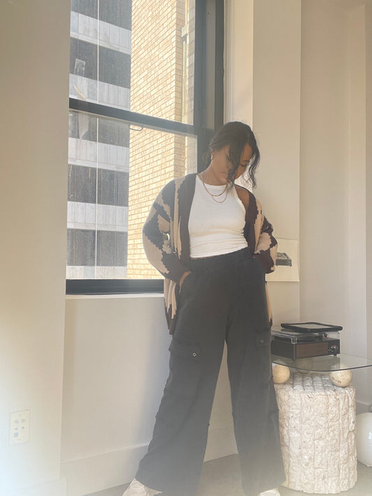 Jordan Wide Leg Cargo Sweats In Charcoal