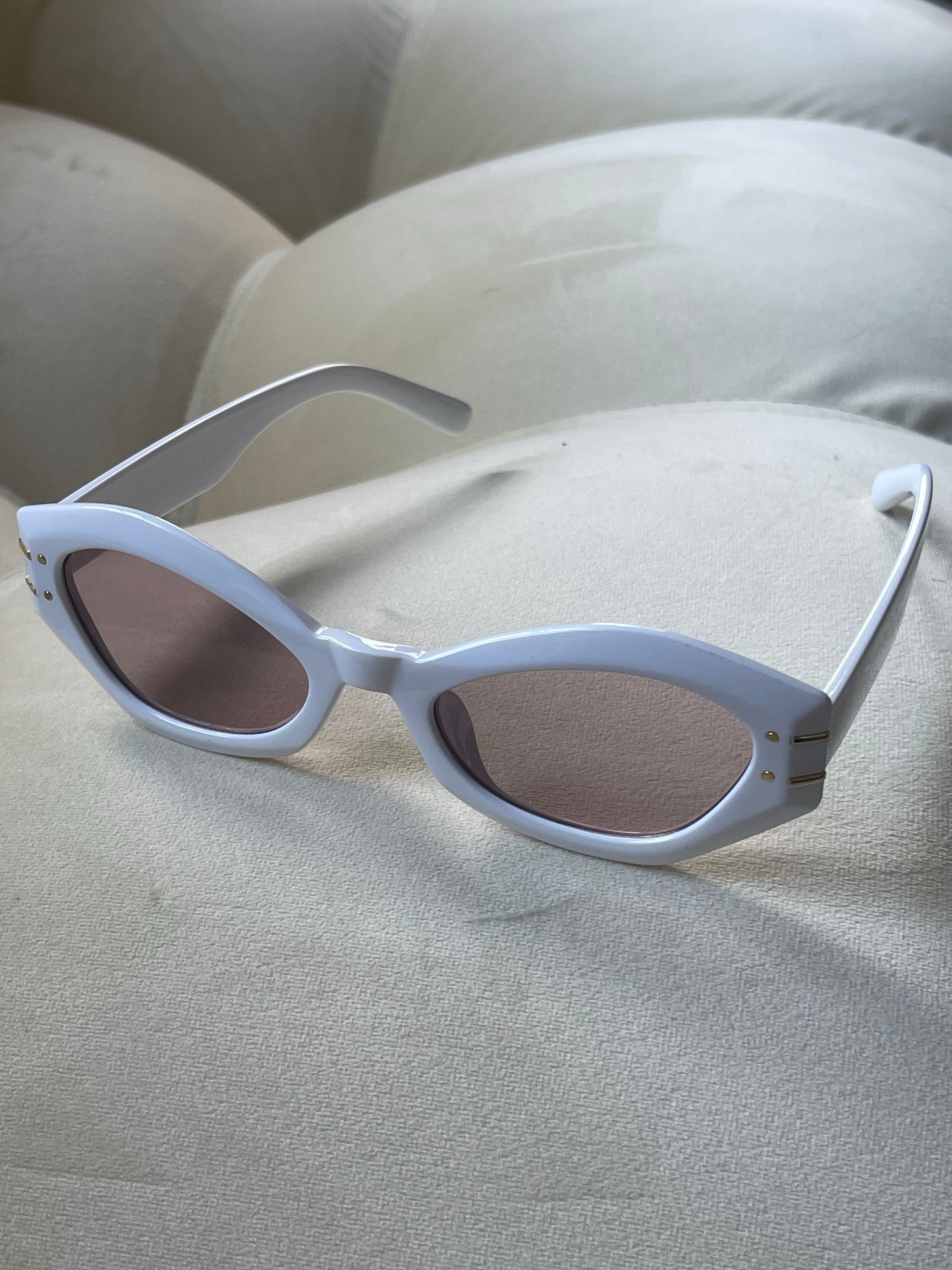 Brynn Double Gold Bar Sunglasses In White