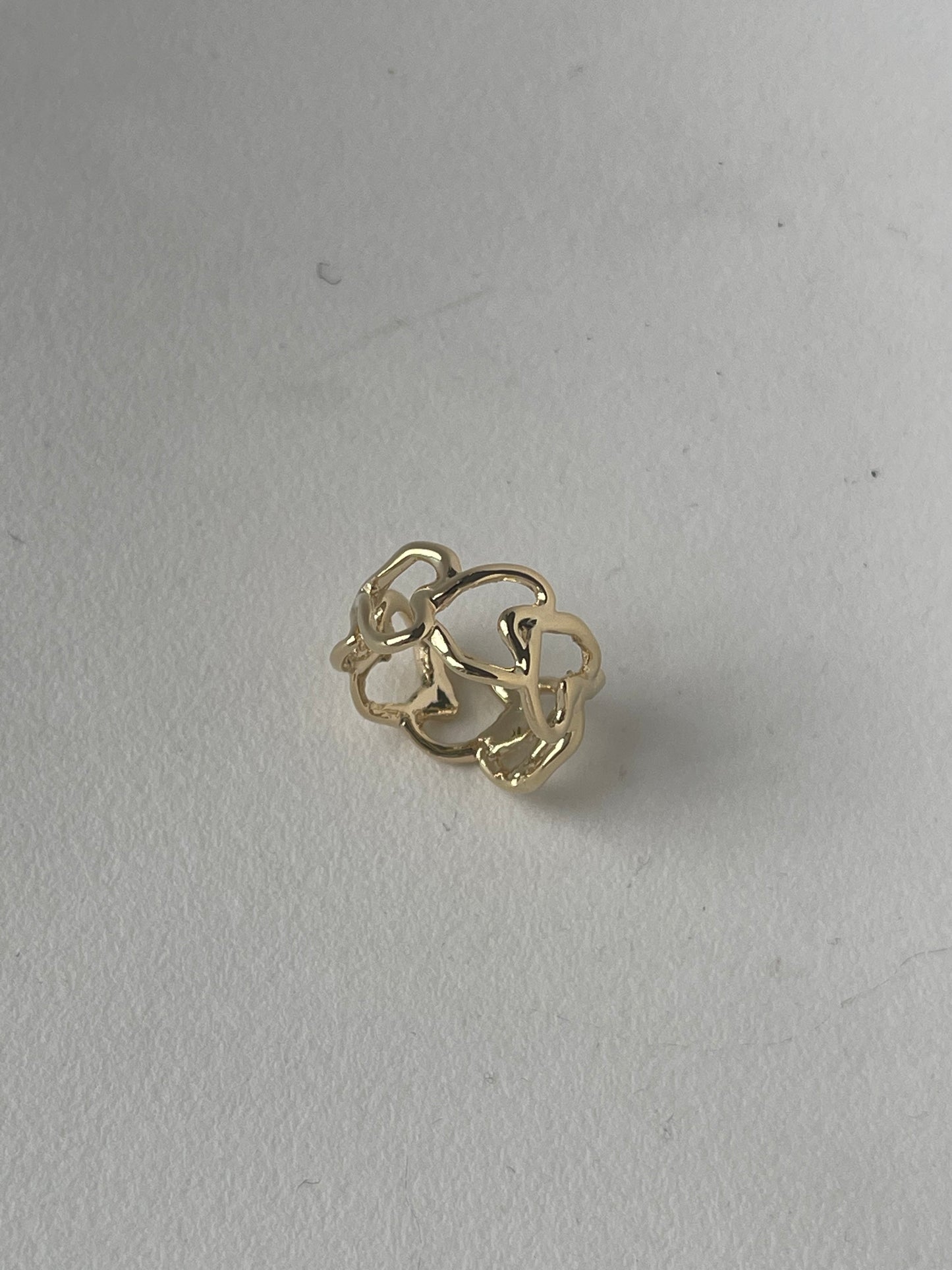 Organic Hollow Heart Band Ring In Gold